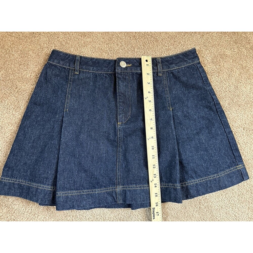 ALIGNE Yolie Pleat Denim Mini Skirt (Indigo), size UK 14 / US 10, 100% cotton, - Picture 8 of 16